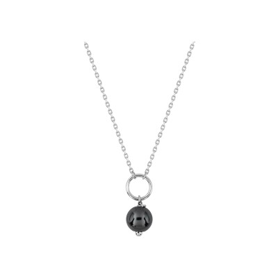 Collier en argent rhodié et hématite