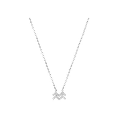 Collier zodiaque Verseau en argent rhodié et oxyde de zirconium