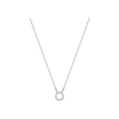 Collier zodiaque Taureau en argent rhodié et oxyde de zirconium
