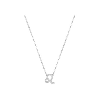 Collier zodiaque Lion en argent rhodié et oxyde de zirconium
