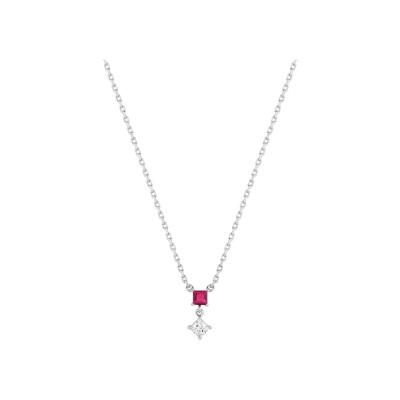 Collier en argent rhodié et oxyde de zirconium