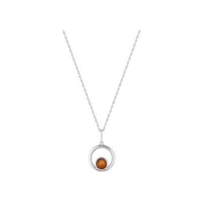 Collier en argent rhodié et ambre