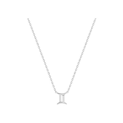 Collier zodiaque Gémeaux en argent rhodié
