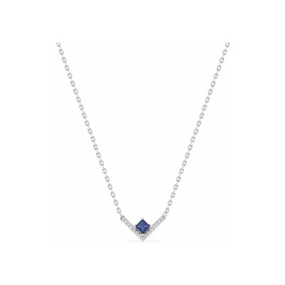 Collier en argent rhodié et oxyde de zirconium bleu et blanc