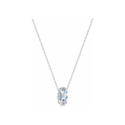 Collier en argent rhodié et oxyde de zirconium bleu ciel