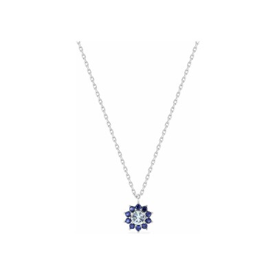 Collier en argent rhodié et oxyde de zirconium bleu ciel et bleu