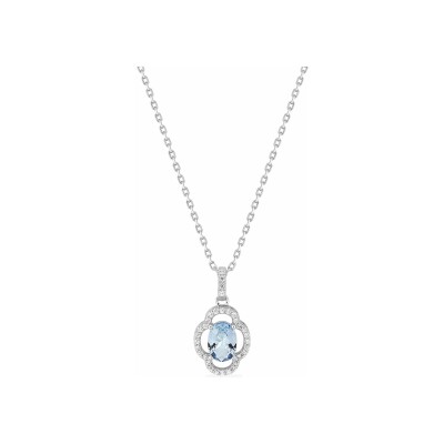 Collier en argent rhodié et oxyde de zirconium bleu ciel et blanc