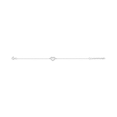 Bracelet en argent rhodié et oxyde de zirconium, taille 18cm