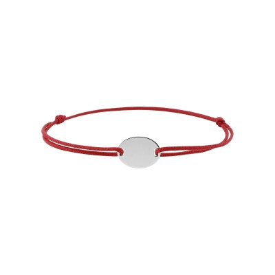 Bracelet corde à graver réglable en argent rhodié