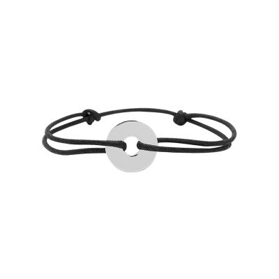 Bracelet corde à motif en argent rhodié