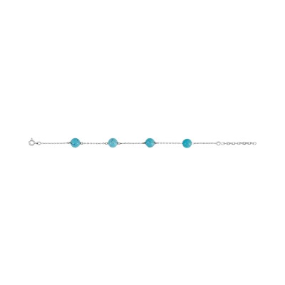 Bracelet en argent rhodié et turquoise