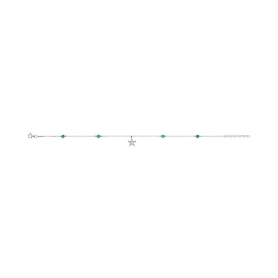 Chaîne de cheville en argent rhodié et turquoise
