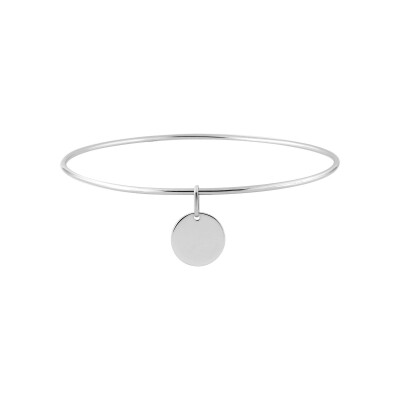 Bracelet Jonc en argent rhodié, diamètre 60mm