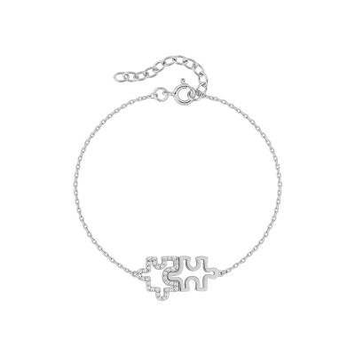 Bracelet en argent rhodié et oxyde de zirconium