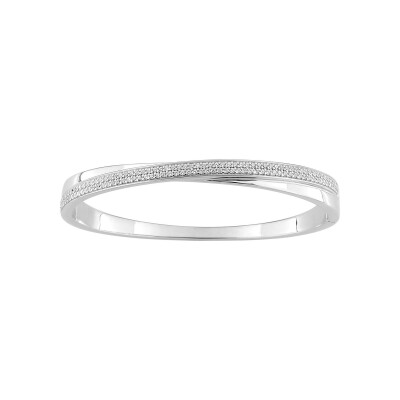 Bracelet Jonc en argent rhodié