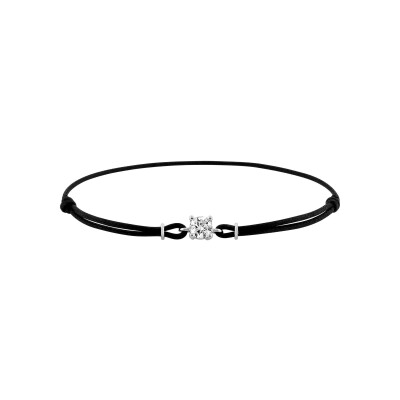 Bracelet corde en argent rhodié et oxyde de zirconium