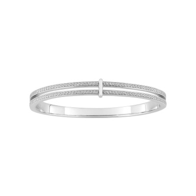 Bracelet Jonc en argent rhodié et oxyde de zirconium
