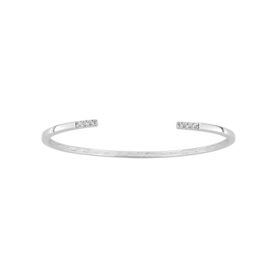 Bracelet rigide en argent rhodié et oxyde de zirconium