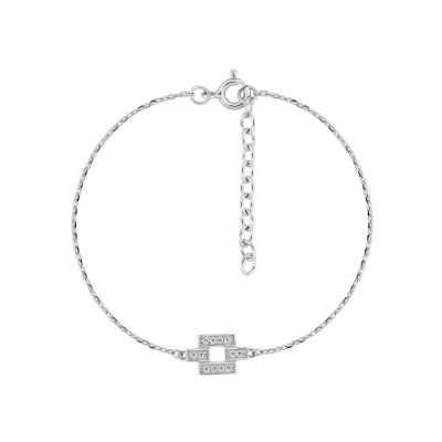 Bracelet en argent rhodié et oxyde de zirconium