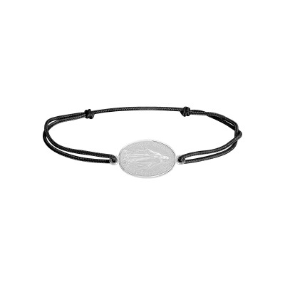 Bracelet corde à motif en argent rhodié