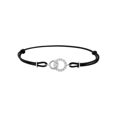 Bracelet corde en argent rhodié et oxyde de zirconium