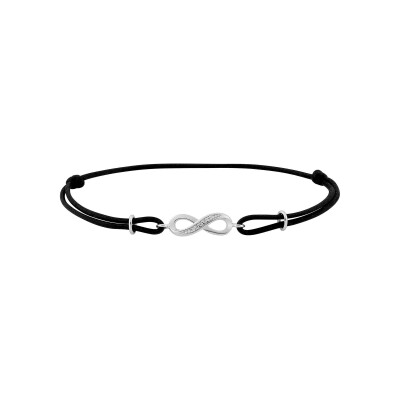Bracelet corde en argent rhodié et oxyde de zirconium