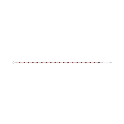 Chaîne de cheville résine rouge en argent rhodié