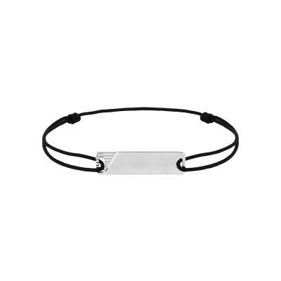 Bracelet cordon noir en argent rhodié