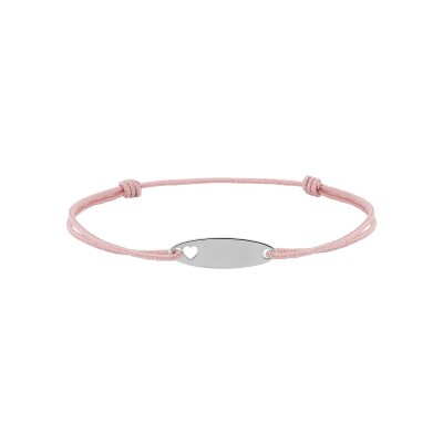 Bracelet à graver cordon rose en argent rhodié