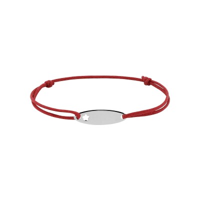 Bracelet à graver cordon rouge en argent rhodié