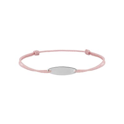 Bracelet à graver cordon rose en argent rhodié
