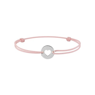 Bracelet à graver cordon rose en argent rhodié