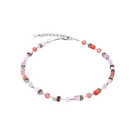 Collier Cœur de Lion GeoCube en acier, cristaux, strass et verre