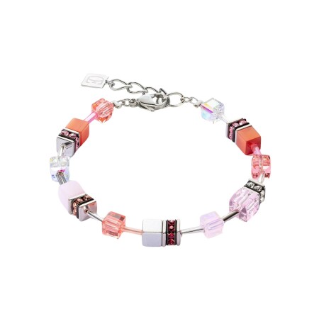 Bracelet Cœur de Lion GeoCube en acier, cristaux, strass et verre