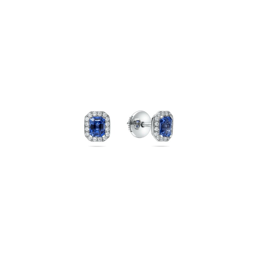 Doux earrings, white gold, blue sapphires and diamonds