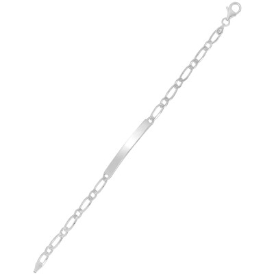 Gourmette maille cheval alternée en argent rhodié