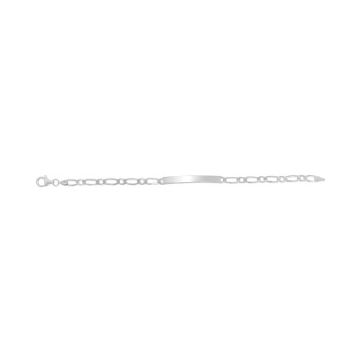 Gourmette maille cheval alternée en argent rhodié, taille 19cm
