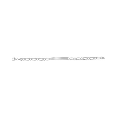 Gourmette maille cheval alternée en argent rhodié