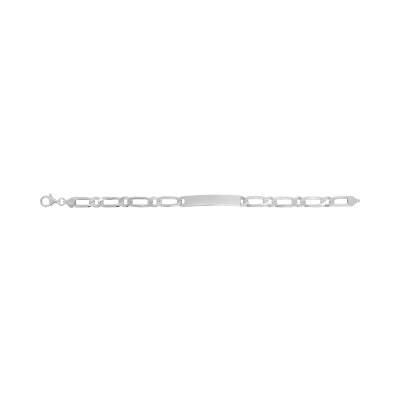 Gourmette maille cheval alternée en argent rhodié