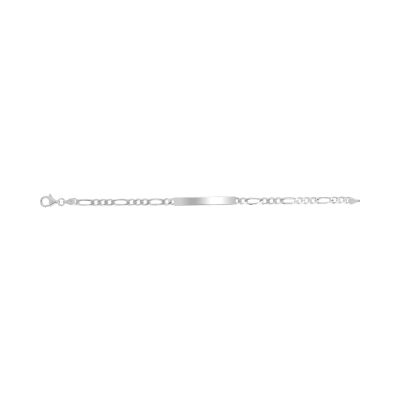 Gourmette maille figaro alternée en argent rhodié
