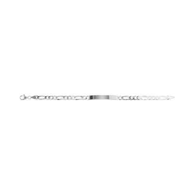 Gourmette maille figaro alternée en argent rhodié, taille 21cm