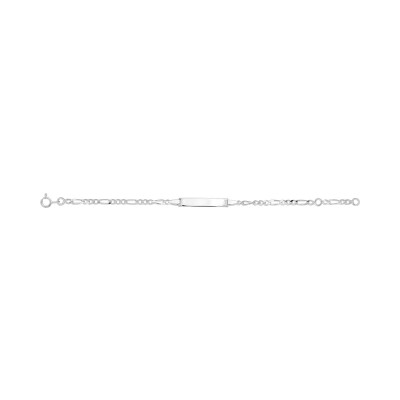 Gourmette maille figaro alternée en argent rhodié, taille 15cm