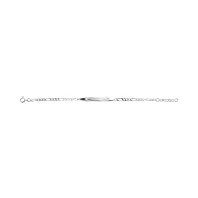 Gourmette maille figaro alternée en argent rhodié