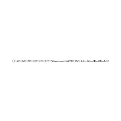 Gourmette maille cheval alternée en argent rhodié, taille 18cm