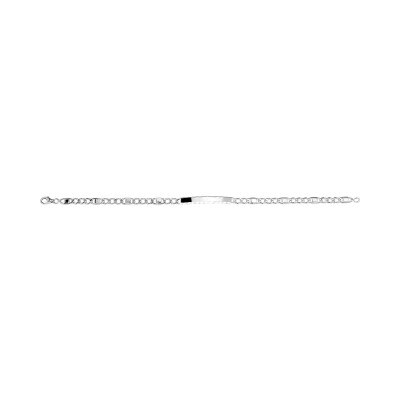 Gourmette maille fantaisie alternée en argent rhodié, taille 18cm