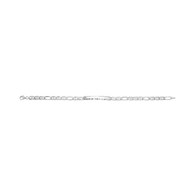 Gourmette maille marine plate alternée en argent rhodié