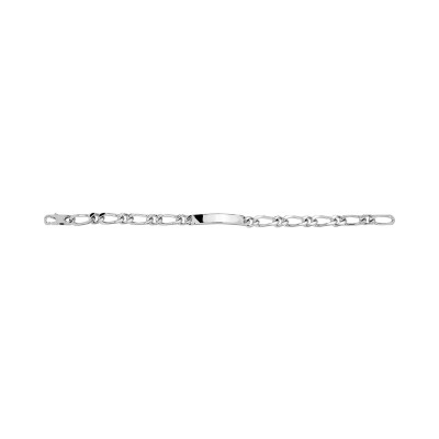 Gourmette maille cheval alternée en argent rhodié