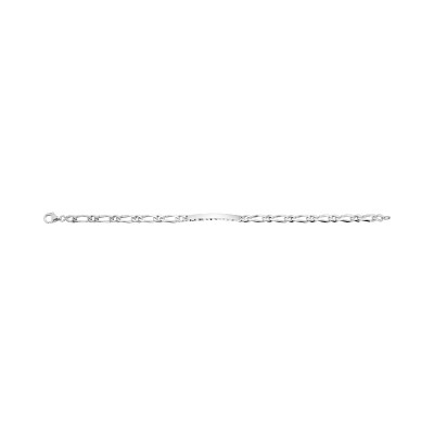 Gourmette maille cheval alternée en argent rhodié, taille 18cm