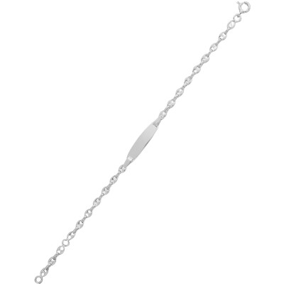 Gourmette maille grain de café en argent rhodié