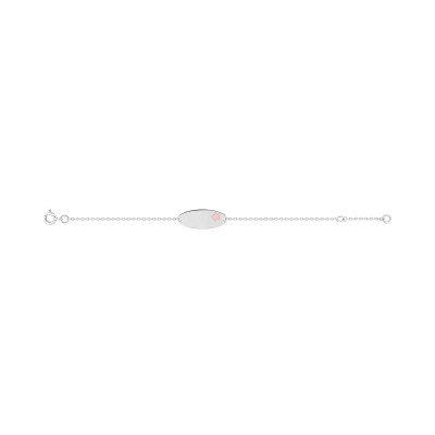 Gourmette bébé laqué rose en argent rhodié
